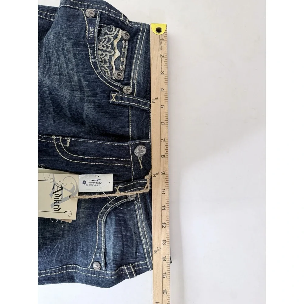 NWT Adiktd Denim Jeans 6/29 L 31 Low Rise Straight‎ Embroidered Distressed Bling